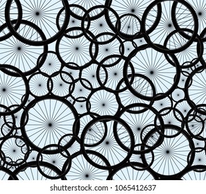 Sport vector seamless texture with bike wheels