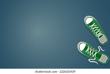 Sport vector shoes on green background. Great element for your background design .