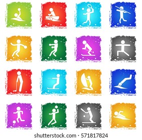 sport vector web icons in grunge style for user interface design