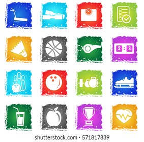 sport vector web icons in grunge style for user interface design