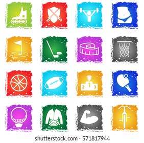 sport vector web icons in grunge style for user interface design