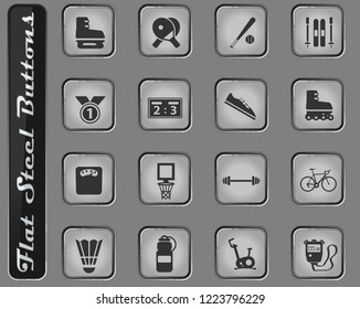 Sport vector web icons on the flat steel buttons