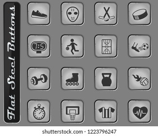 sport vector web icons on the flat steel buttons