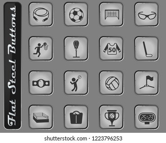 sport vector web icons on the flat steel buttons