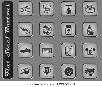 sport vector web icons on the flat steel buttons