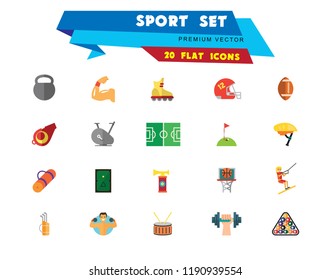 Sport vehicles icon set. Rugby ball, bike helmet, water skier. Activity concept. Can be used for topics like hobby, healthy lifestyle, sport outfit