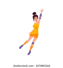 Sport volleyball basketball girl, female game, player, flat design, vector illustration isolated on white background