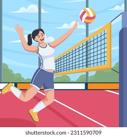 Sport Volleyball Flat Illustration Design