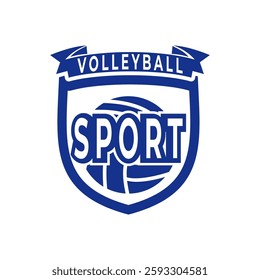 Sport volleyball with shield logo design vector template