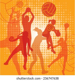 Sport Volleyball, Vector Illustration of a volleyball players.