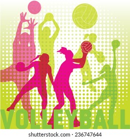 Sport Volleyball, Vector Illustration of a volleyball players.