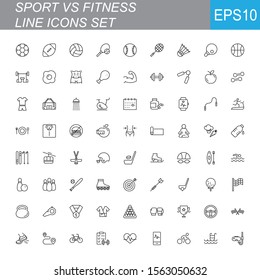 SPORT vs FITNESS line thin icons set. Vector illustrations collection EPS10.