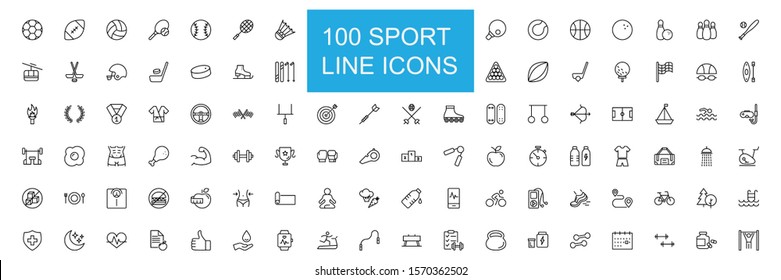 SPORT vs FITNESS line thin icons set. Vector illustrations collection EPS10.