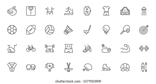 SPORT vs FITNESS line thin icons set. Vector illustrations collection EPS10.