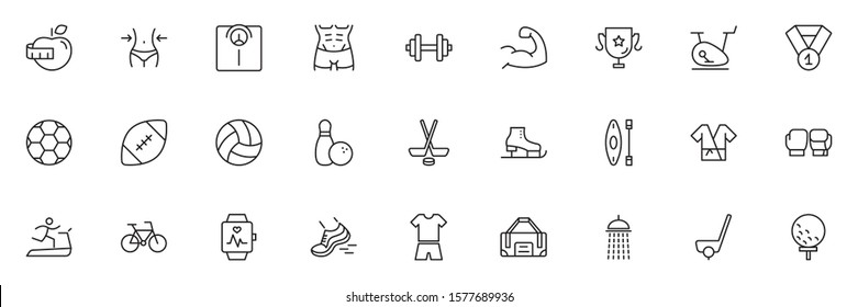SPORT vs FITNESS line thin icons set. Vector illustrations collection EPS10.