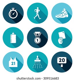 Sport Walking Icons Set. Vector Illustration. Isolated Flat Icons collection on a color background for design