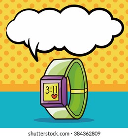 sport watch doodle, speech bubble