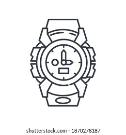 Sport watch icon, linear isolated illustration, thin line vector, web design sign, outline concept symbol with editable stroke on white background.
