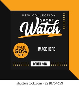 Sport watch social media post flyer template