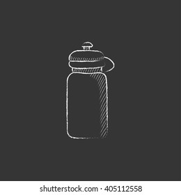 Sport water bottle. Drawn in chalk icon.