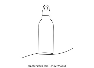 Sport water Bottle in one continuous line style. Hand drawn aqua container with holder for fitness and healthy lifestyle. Importance sufficient fluid in body. Drink in single editable stroke