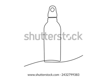 Sport water Bottle in one continuous line style. Hand drawn aqua container with holder for fitness and healthy lifestyle. Importance sufficient fluid in body. Drink in single editable stroke