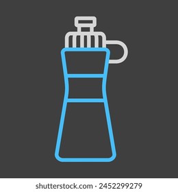 Sport water bottle plastic vector on dark background icon. Graph symbol for fitness and weight loss web site and apps design, logo, app, UI