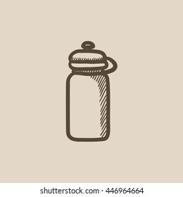 Sport water bottle vector sketch icon isolated on background. Hand drawn Sport water bottle icon. Sport water bottle sketch icon for infographic, website or app.