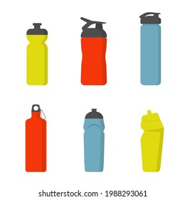 Sport water bottles set . Illustration of container water for sport and fitness.