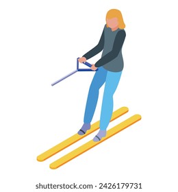 Sport water ski icon isometric vector. Game sport. Summer sea