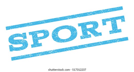 Sport watermark stamp. Text caption between parallel lines with grunge design style. Rubber seal stamp with scratched texture. Vector light blue color ink imprint on a white background.