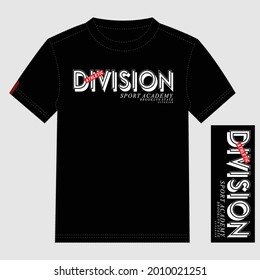 Sport Wear Division Athletic Academy Text Lettering Stylish Typography Graphic T shirt Print Vector Illustration Design