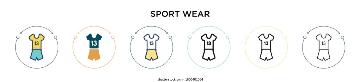 Sport wear icon in filled, thin line, outline and stroke style. Vector illustration of two colored and black sport wear vector icons designs can be used for mobile, ui, web