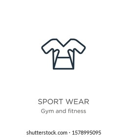 Sport wear icon. Thin linear sport wear outline icon isolated on white background from gym and fitness collection. Line vector sign, symbol for web and mobile