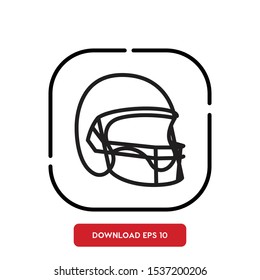 Sport wear symbol, football helmet outline vector icon