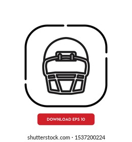 Sport wear symbol, football helmet outline vector icon