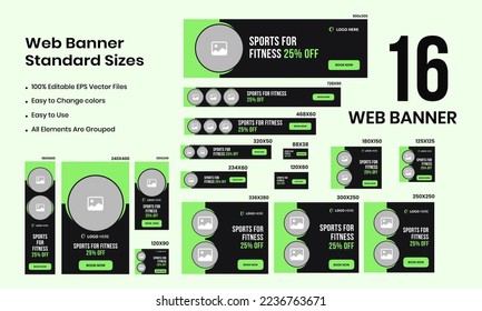 Sport web banner set for social media posts; sport banner collection; sport set collection