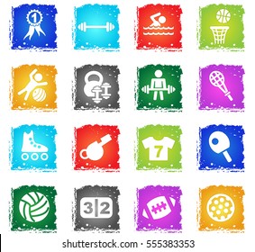 sport web icons in grunge style for user interface design