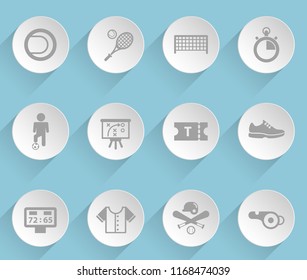 sport web icons on light paper circles