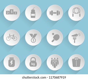 sport web icons on light paper circles