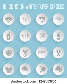sport web icons on white paper circles