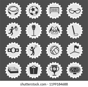 sport web icons stylized postage stamp for user interface design