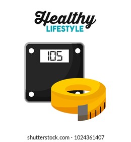 sport weight scale and tape measure healthy lifestyle