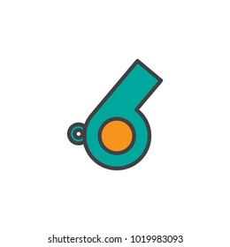 Sport whistle filled outline icon, line vector sign, linear colorful pictogram isolated on white. Symbol, logo illustration. Pixel perfect vector graphics