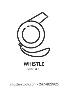 Sport Whistle Sign Thin Line Icon Emblem Concept Symbol of Sound Beep for Referee. Vector illustration