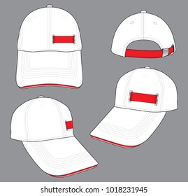 Sport white baseball cap design with red leather style vector and silver buckle strap vector.