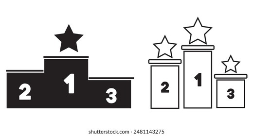 Sport winner podium icon. First, second, and third place as sports success sign in award champion. Finish winning podium pedestal. Editable stroke vector illustration Design on white background EPS 10