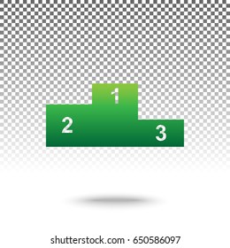 Sport winners podium. Flat style icon. Vector. Green gradient icon with shadow at bottom on transparent and white background.