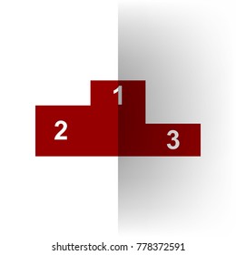 Sport winners podium. Flat style icon. Vector. Bordo icon on white bending paper background.