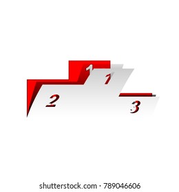 Sport winners podium. Flat style icon. Vector. Detachable paper icon with red body stock. Isolated.